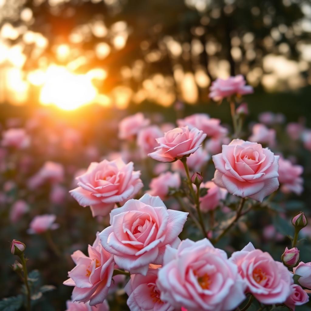 Jardim de rosas ao entardecer